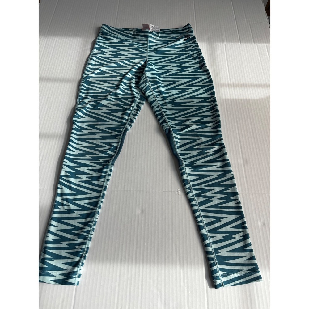 Nike Running‎ Tights Athletic Leggings Teal Zigzag Print YOGA Activewear SmalL